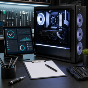 Desktop PC with diagnostic dashboard