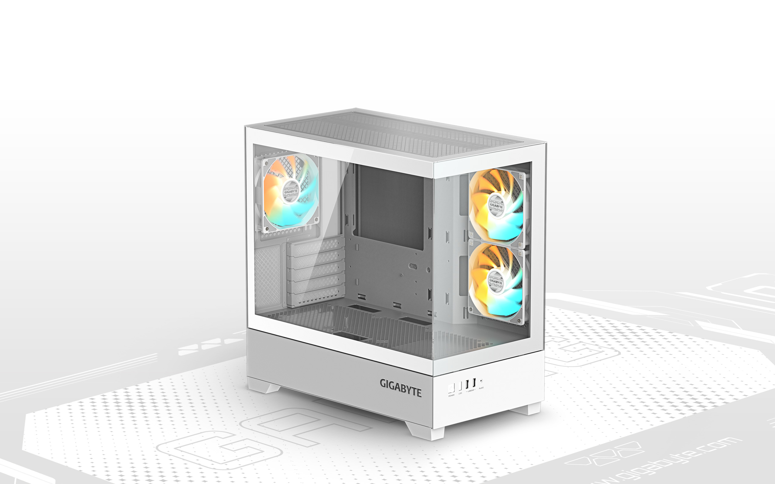 GIGABYTE C201 PANORAMIC ICE panoramic tempered glass view
