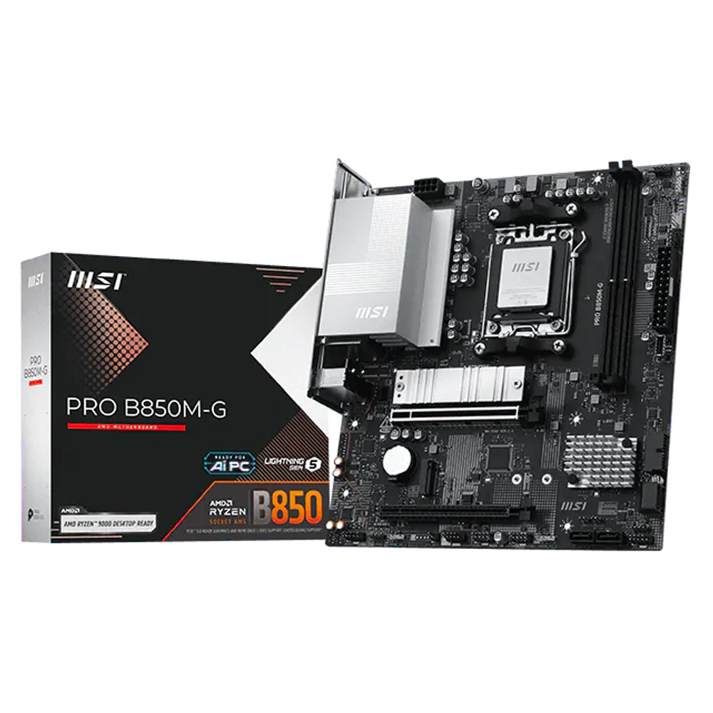 MSI PRO B850M-G motherboard angled view