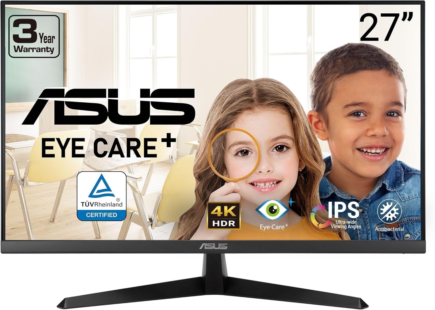 ASUS 27” 4K Eye Care Monitor (VY27UQ) - UHD (3840 x 2160), IPS, HDR10