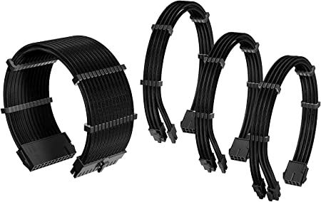 Antec Sleeved Extension Power Supply Cable Kit, Black