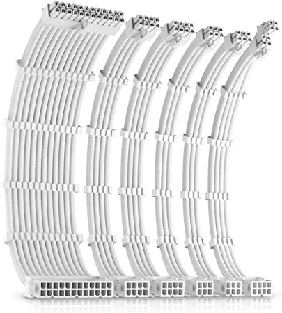 Antec Sleeved Extension Power Supply Cable Kit, w/Combs,  White