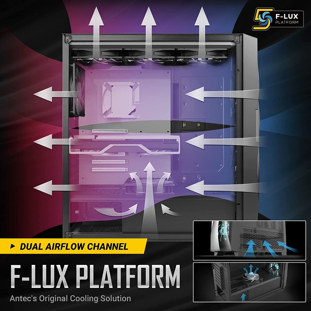 Alternative view of Antec DF700 Flux, Mid Tower Computer Case, ATX Gaming Case, Tempered Glass Side Panel