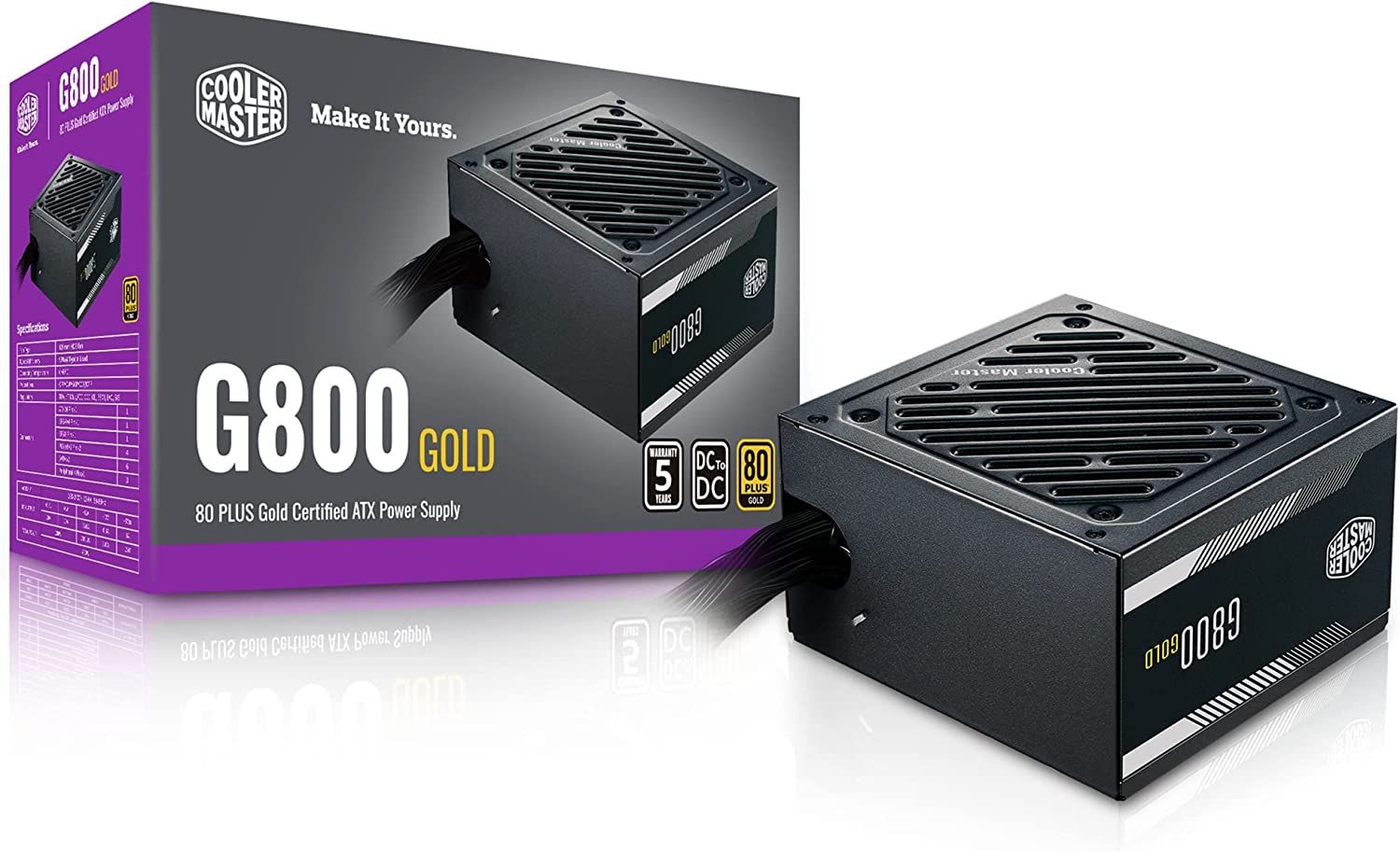 Cooler Master G800 Gold Power Supply, 800W 80 Plus Gold