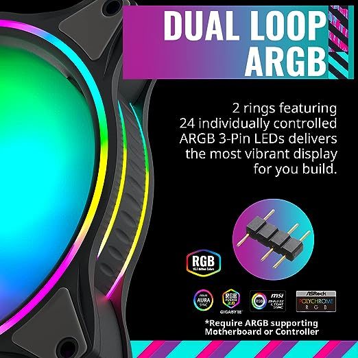 Alternative view of Cooler Master MasterFan MF120 Halo 3n1Fans, Duo-Ring ARGB