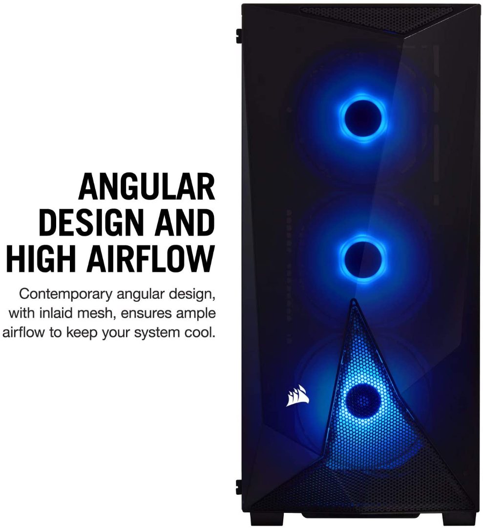 Alternative view of Corsair Carbide Series SPEC-DELTA RGB Mid-Tower ATX Gaming Case, Tempered Glass & Plus PSU CV550W