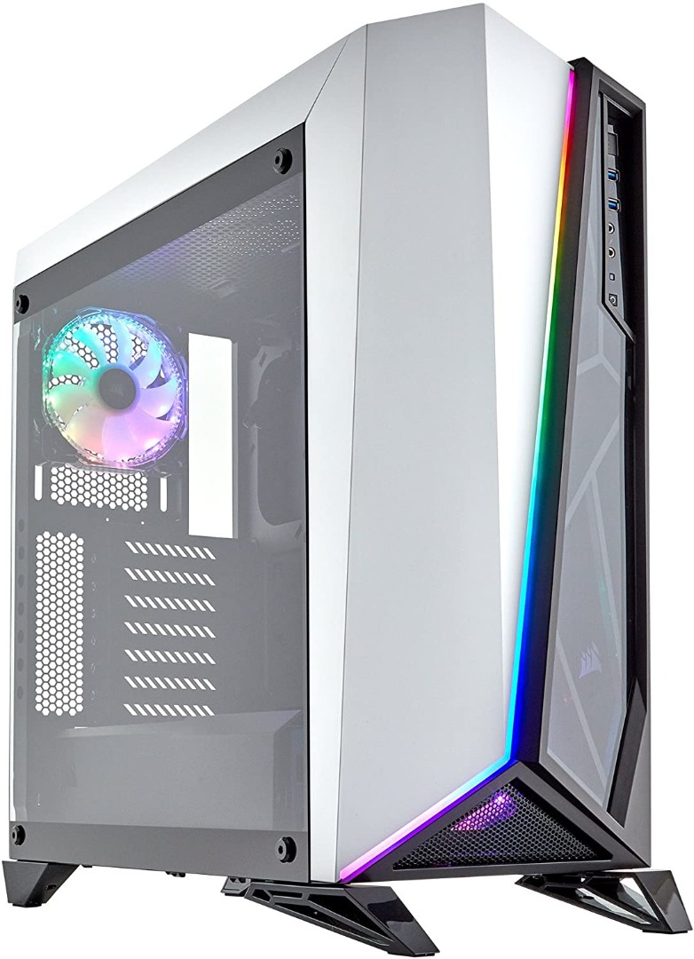Alternative view of CORSAIR Carbide SPEC-Omega RGB Mid-Tower Gaming Case, 2 RGB Fans, Lighting Node PRO Included, Tempered Glass- White