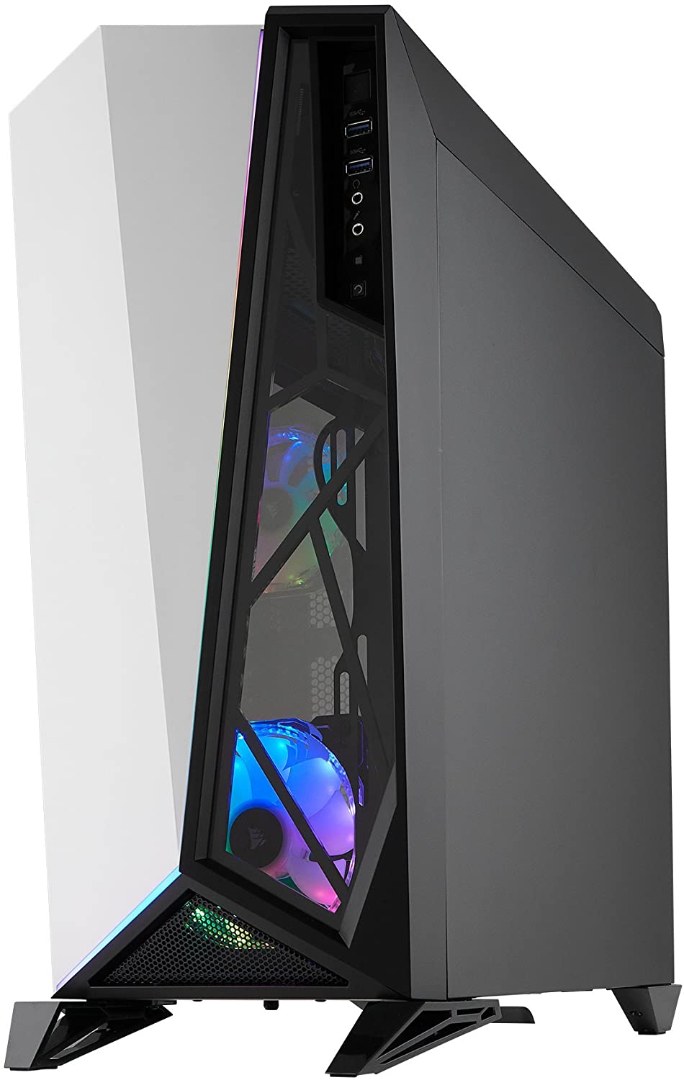 CORSAIR Carbide SPEC-Omega RGB Mid-Tower Gaming Case, 2 RGB Fans, Lighting Node PRO Included, Tempered Glass- White