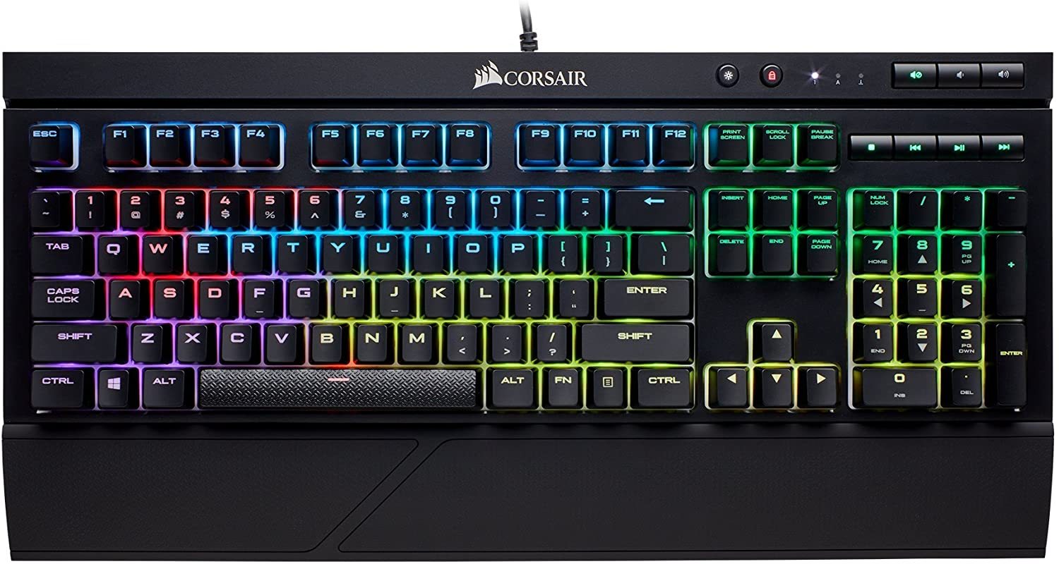 Alternative view of Corsair K68 RGB Mechanical Gaming Keyboard, Backlit RGB LED, Dust and Spill Resistant - Linear & Quiet - Cherry MX Red