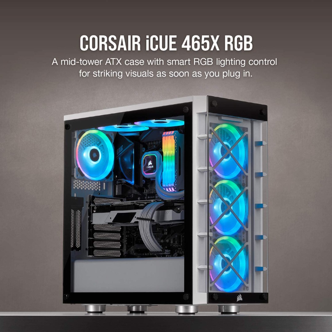 Alternative view of Corsair iCUE 465X RGB Mid-Tower ATX Smart Case, White