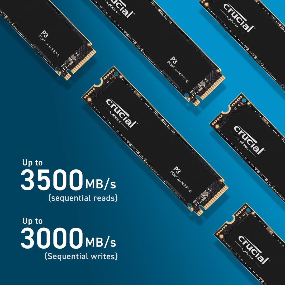 Alternative view of Crucial P3 2 TB M.2 PCIe Gen3 NVMe - Up to 3500MB/s & 3000 MB/s R&W