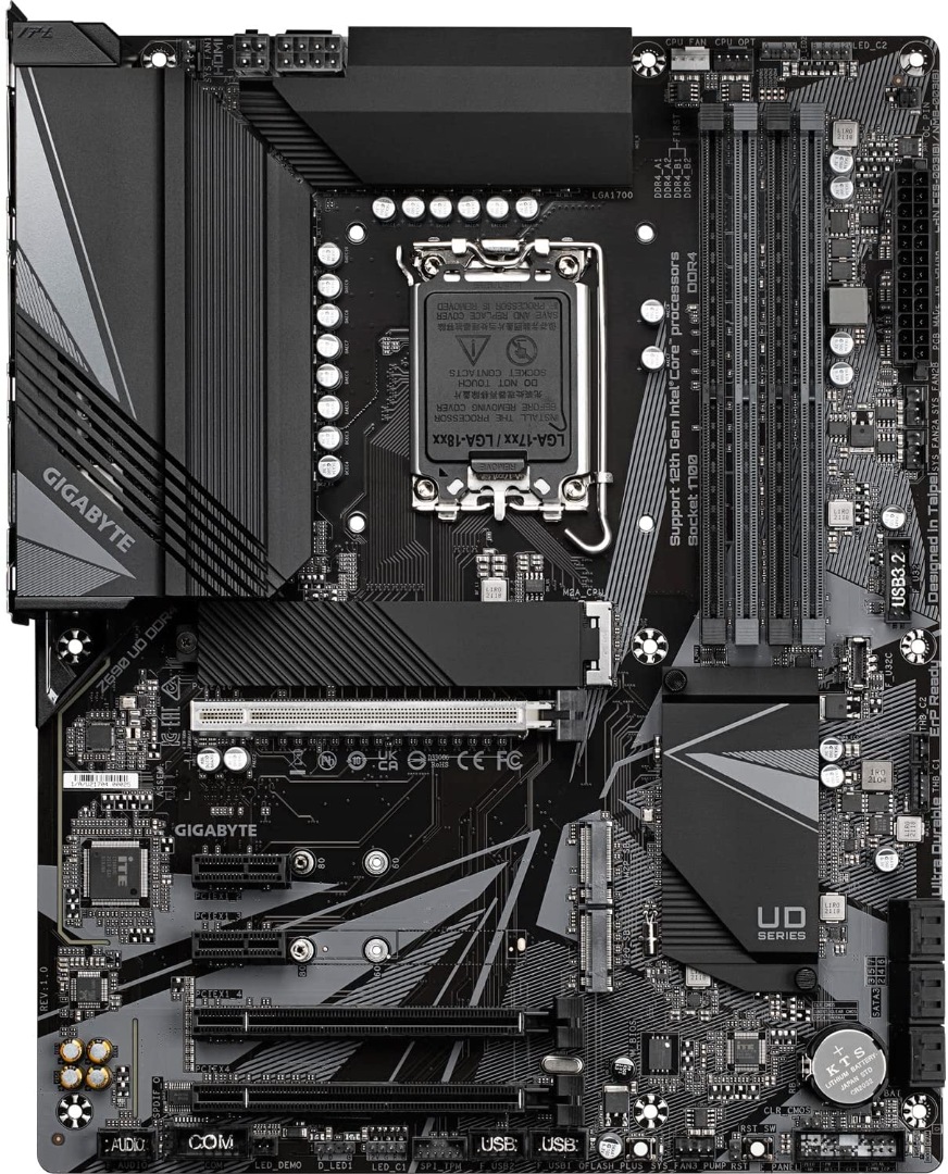 Alternative view of Gigabyte Z690 UD ATX Motherboard - Supports 12th Gen Intel Core Processors (LGA 1700), DDR5-6000MHz(OC) Memory, 2.5GbE LAN, 1x PCIe 5.0 x16 Slot, 3 x NVMe PCIe 4.0 x4 M.2 & USB 3.2 Gen 2x2 Type-C