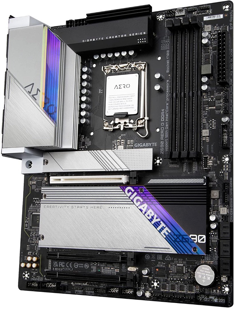 Alternative view of GIGABYTE Z690 AERO G DDR5 (LGA 1700/ Intel Z690/ ATX/ DDR4/ Quad M.2/ PCIe 5.0/ USB 3.2 Gen2X2 Type-C/WiFi 6/ Intel 2.5 GbE LAN/Motherboard)