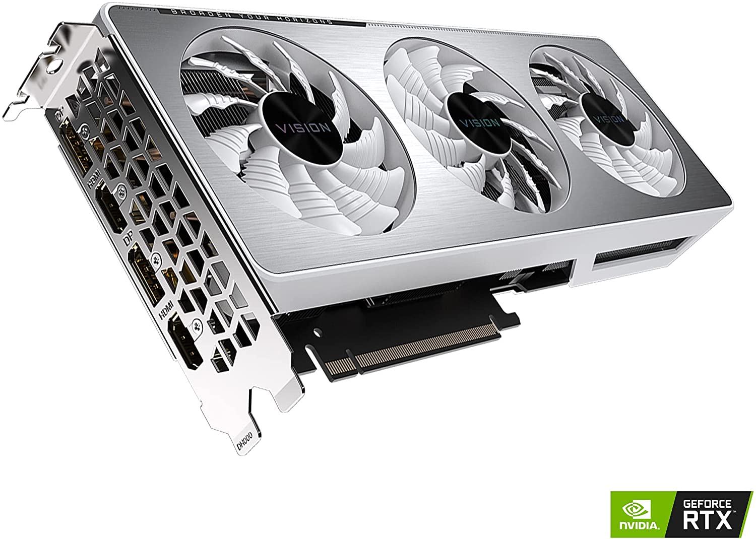 Alternative view of GIGABYTE GeForce RTX 3060 Ti Vision OC 8G (REV2.0) Graphics Card, WINDFORCE 3X Cooling System, LHR, 8GB 256-bit GDDR6, GV-N306TVISION OC-8GD