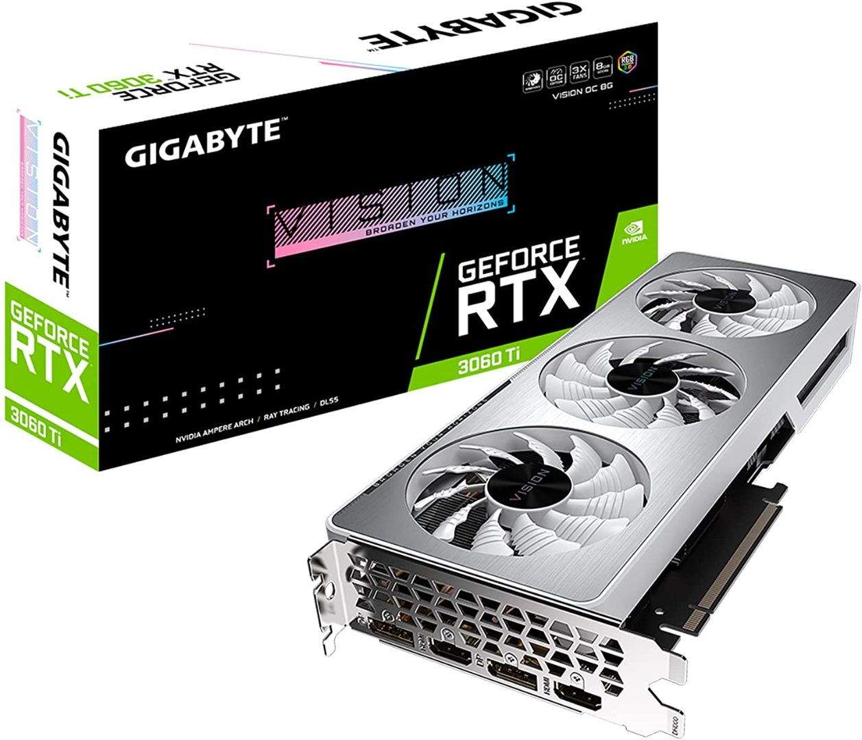 GIGABYTE GeForce RTX 3060 Ti Vision OC 8G (REV2.0) Graphics Card, WINDFORCE 3X Cooling System, LHR, 8GB 256-bit GDDR6, GV-N306TVISION OC-8GD
