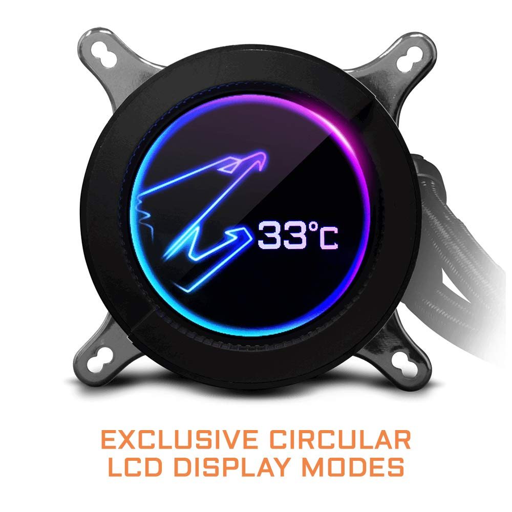 Alternative view of Gigabyte Aorus Liquid Cooler 240, All-in-one Liquid Cooler with Circular LCD Display, RGB Fusion 2.0, Dual 120mm ARGB Fans