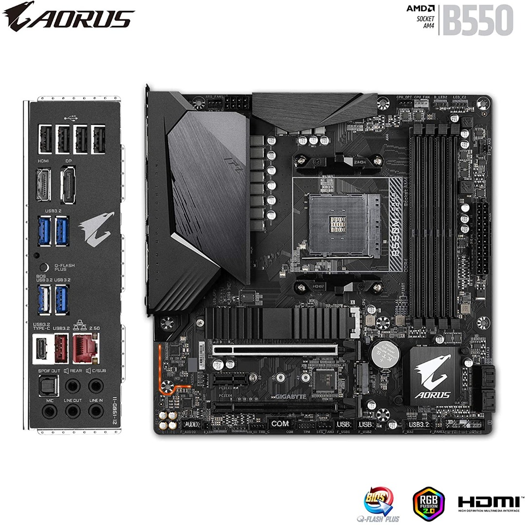 Alternative view of Gigabyte B550M AORUS PRO-P