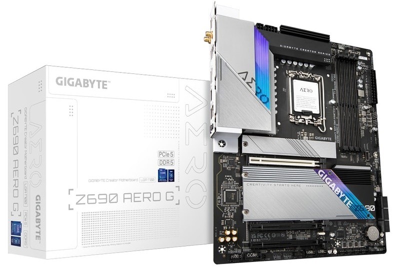 GIGABYTE Z690 AERO G DDR5 (LGA 1700/ Intel Z690/ ATX/ DDR4/ Quad M.2/ PCIe 5.0/ USB 3.2 Gen2X2 Type-C/WiFi 6/ Intel 2.5 GbE LAN/Motherboard)