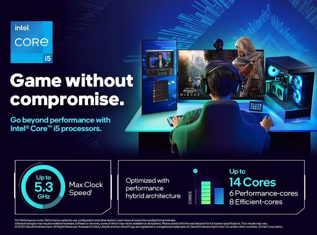 Alternative view of Intel Core i5-14600K 14 cores (6 P-cores & 8 E-cores), Integrated Graphics - Unlocked