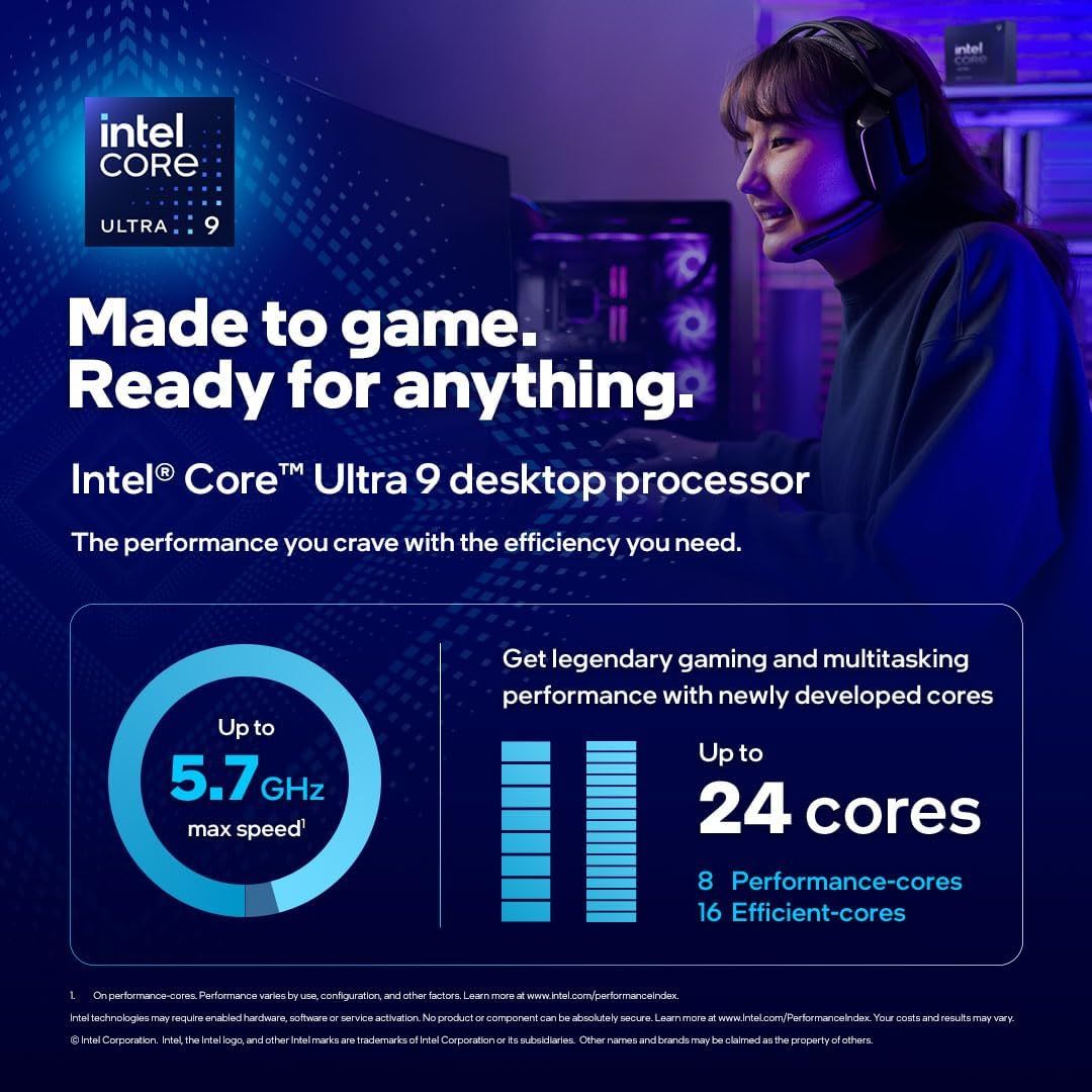Alternative view of Intel Core Ultra 9  285K - 24 cores (8 P-cores & 16 E-cores) up to 5.7 GHz
