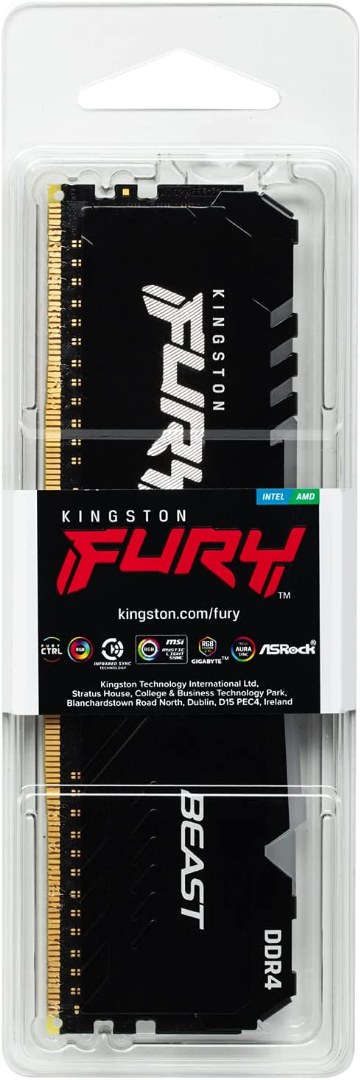 Kingston FURY Beast RGB 16GB 3200MHz DDR4 CL16 Desktop Memory Single Stick KF432C16BBA/16