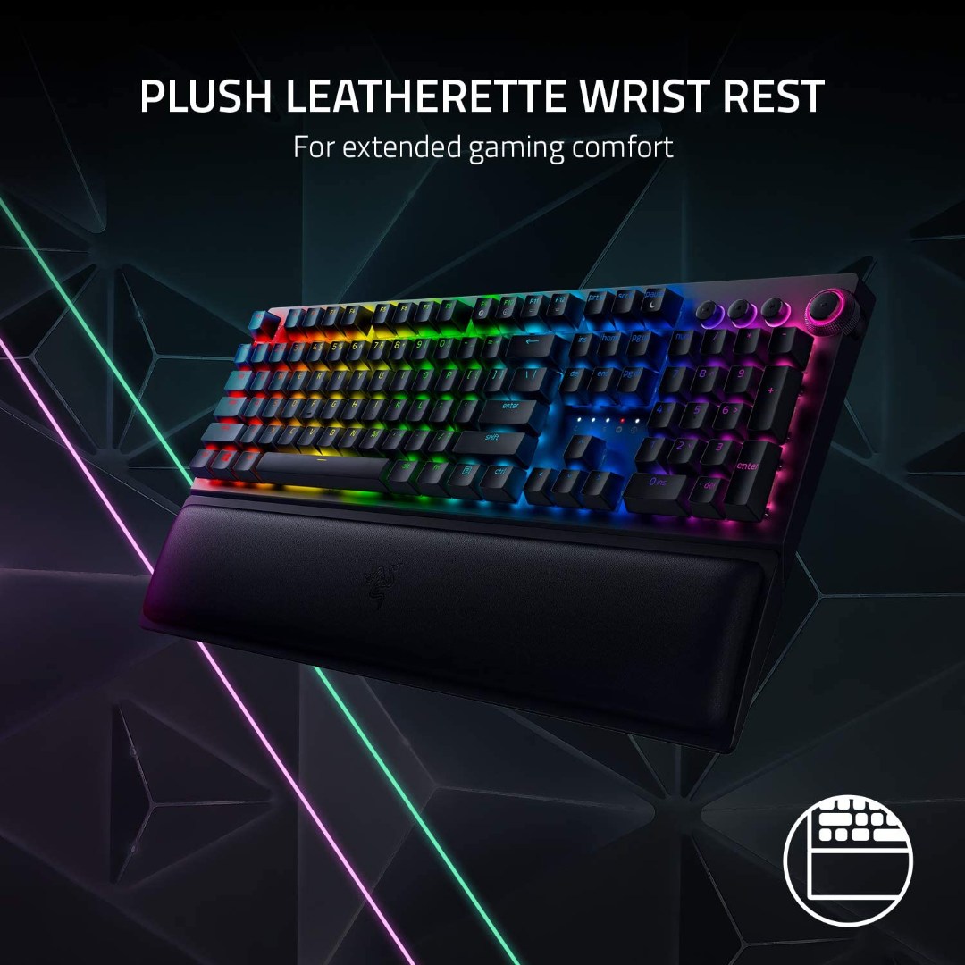Alternative view of Razer BlackWidow V3 Pro Mechanical Wireless Gaming Keyboard: Yellow Mechanical Switches - Linear & Silent - Chroma RGB Lighting - Doubleshot ABS Keycaps - Transparent Switch Housing - Bluetooth/2.4GHz
