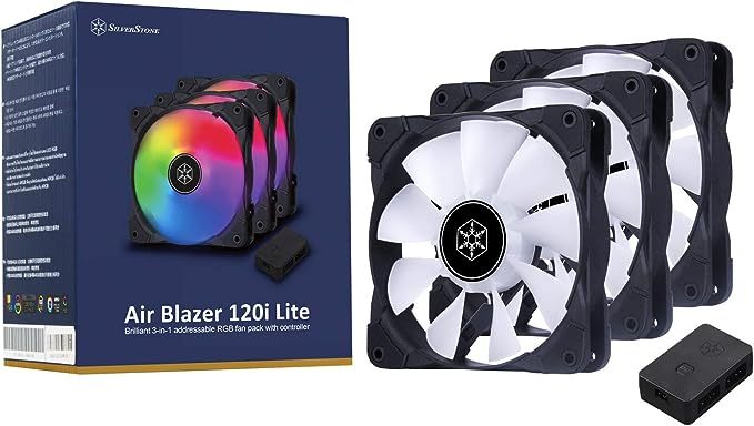 SilverStone Technology 3-Pack of Air Blazer 120mm ARGB Fans with ARGB Controller