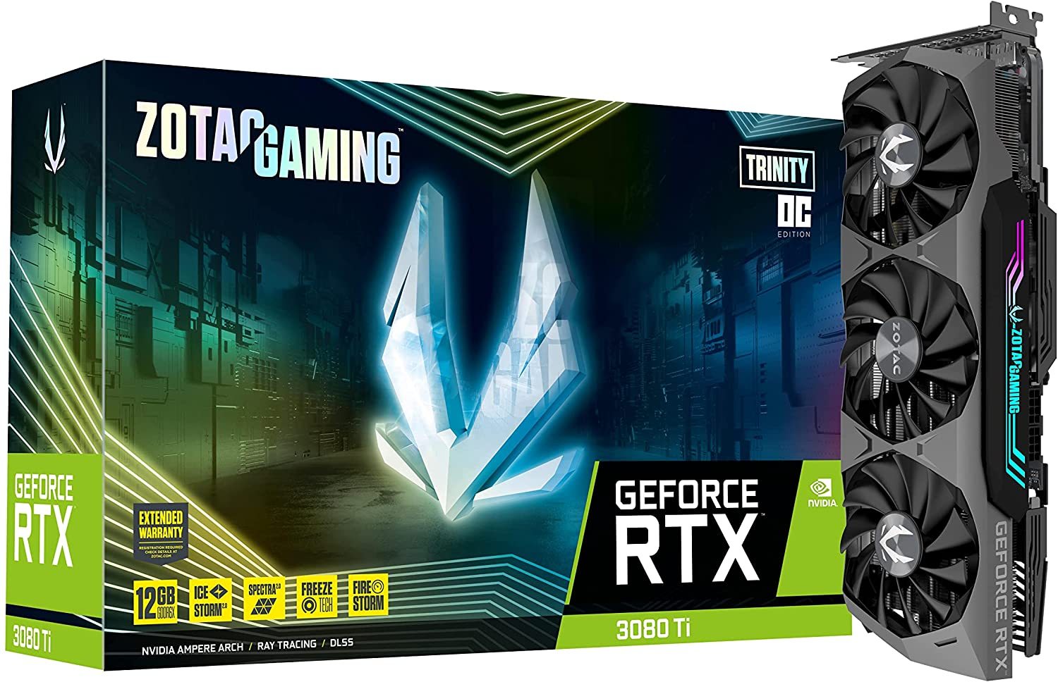 ZOTAC Gaming GeForce RTX™ 3080 Ti Trinity OC 12GB GDDR6X 384-bit 19 Gbps PCIE 4.0 Graphics Card, IceStorm 2.0 Advanced Cooling, Spectra 2.0 RGB Lighting