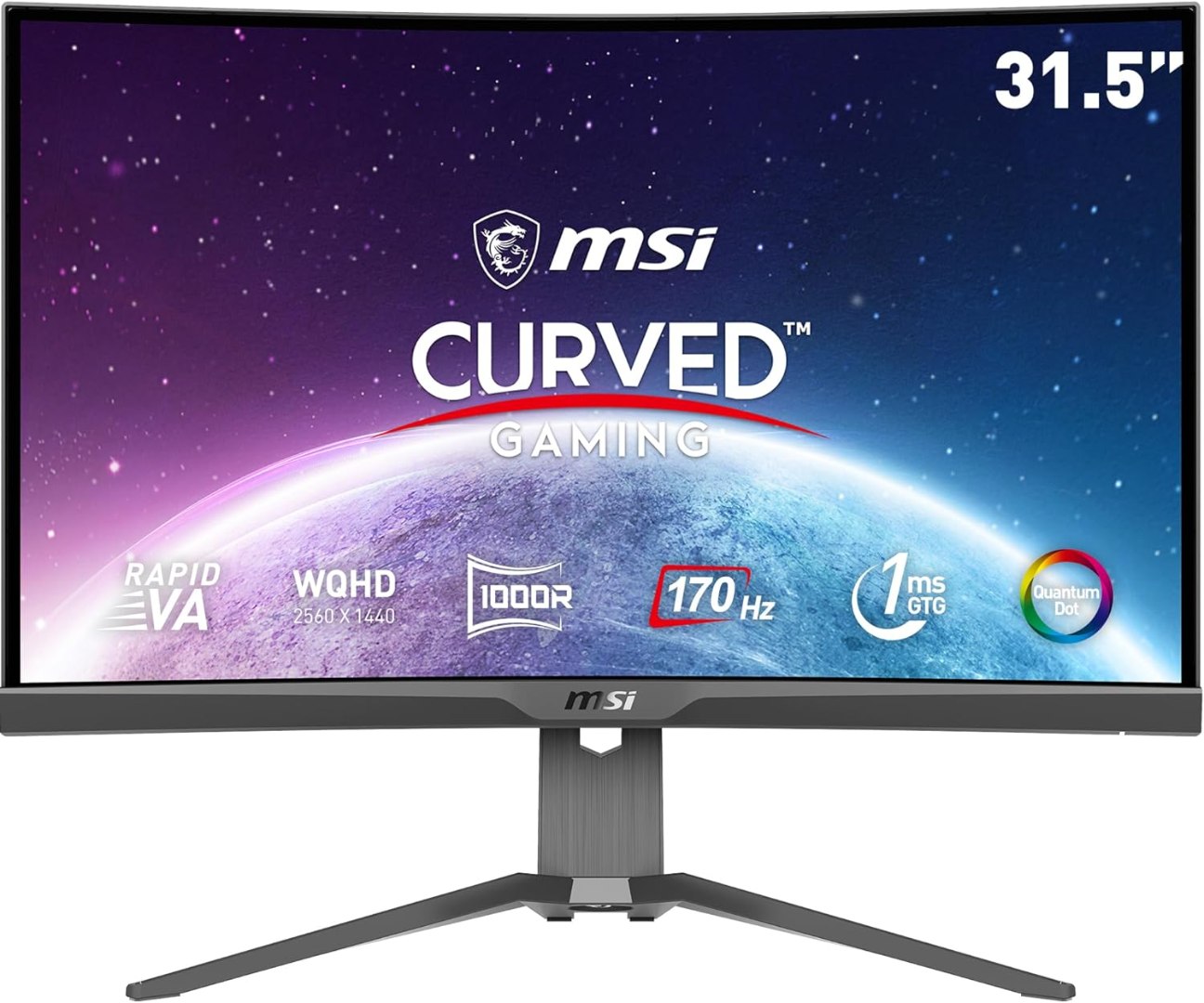MSI MAG325CQRF QD, 31.5" Gaming Monitor, 2560 x 1440 (QHD) Rapid VA with Quantum Dot, 1 ms, 170Hz