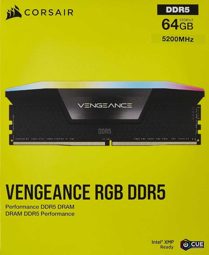 Corsair VENGEANCE RGB 64GB (2x32GB) DDR5 5200MT/s CL40
