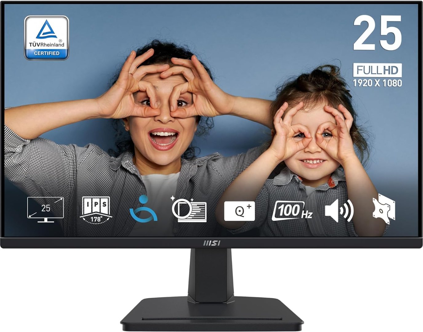 MSI Pro MP251 24.5" IPS 1920 x 1080 (FHD), 100Hz, Adaptive Sync, HDMI, VGA Port, VESA Mount, Tilt, Speaker, 1 ms, Black